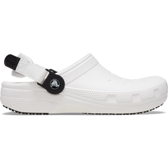 Crocs Adult Classic Work Clogs Adjustable Slip Resistant Work Shoes, White, W8/M6