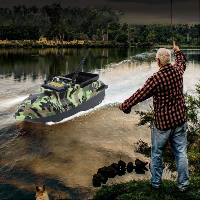 RC Fish Finder Boat, Dual Motors 500m Remote Control RC Fishing Boat for Pools Black,Camouflage
