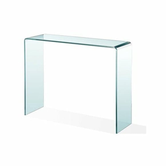 Heavenly Collection Glass Small Console in Clear, Clear Glass Small Console, Un-tempered Glass Small Console, Bent Glass Small Console, Waterfall Small Console, Glass Small Console Table