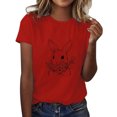 thumbnail image 1 of LUOGENLI T-shirts pour Femme pour Femmes T-shirts Décontractés de Pâques pour Femmes Mignon Lapin et Fleur Imprimé Col Rond Manches Courtes T-Shirt Ample Blouse Hauts T-shirts pour Femmes T-shirts Graphiques TTG Grande Taille Vêtements d'Été Rouge TTTG, 1 of 5