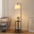 thumbnail image 3 of DEWENWILS Lampe sur Pied avec Table, Table d'Appoint Intégrée avec Lampes pour Salon, Lampes sur Pied de Style Ferme en Bois avec Abat-Jour Ajustable pour Chambre, Bureau, Brun, 3 of 7