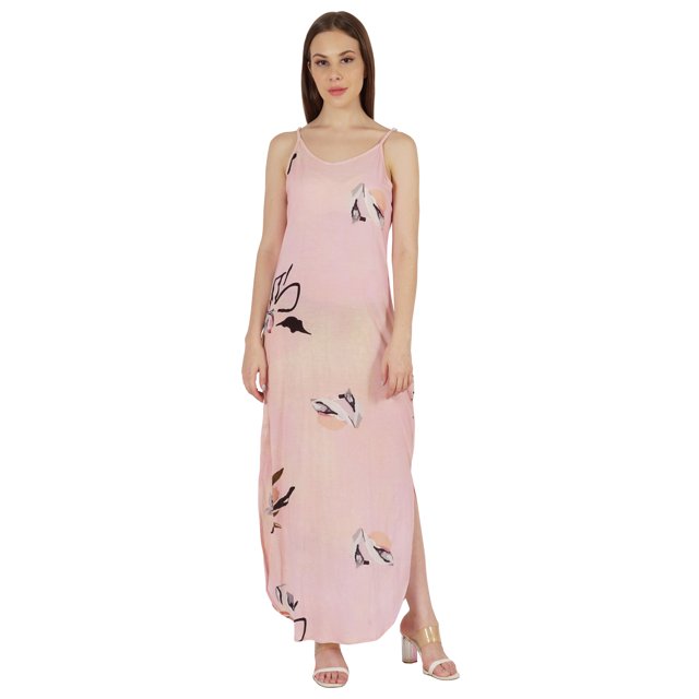 Inkmeso Robe d'Été Aguichant Imprimée pour Femmes à Bretelles Spaghetti, Robe Maxi Décontractée de Plage et de Villégiature