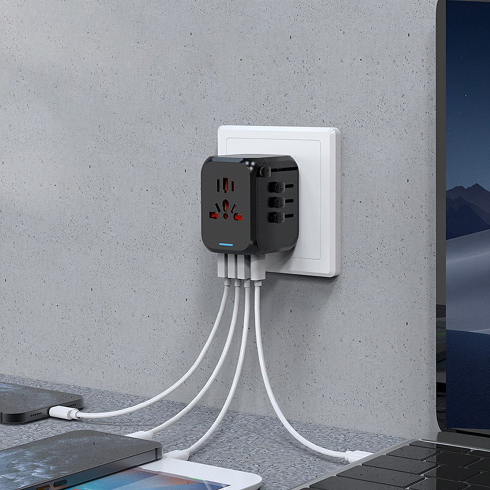 Chmadoxn Multi Plug Outlet Extender With USB, Surge Protector Outlet With 3 USB+Type C Wall Charger, Multiple Outlet Expander With 7 Electrical Outlet For Home Multi function Socket