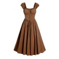 thumbnail image 1 of 50 % de Réduction! Robes Décontractées pour Femmes, Robe Longue Gothique à Manches Courtes avec Laçages, Kaki, TG, 1 of 5
