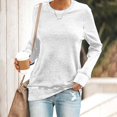 thumbnail image 2 of Pxiakgy T-Shirts pour Femmes T-Shirts Décontractés Col Rond Manches Courtes Longues Chemise Douce Ample Blanc + TG, 2 of 4