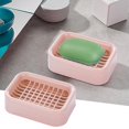 thumbnail image 1 of Oleegame 1PC Spoon And Lid Rest Bathroom Double Layer Grid Drain Soap Box Dish Storage Case Holder Container Double Layer Grid Design Storage Pink, 1 of 4