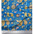 thumbnail image 1 of Soimoi Blue polyester Crepe Fabric Mandala & Paisley Decor Fabric Printed Yard 52 Inch Wide, 1 of 4
