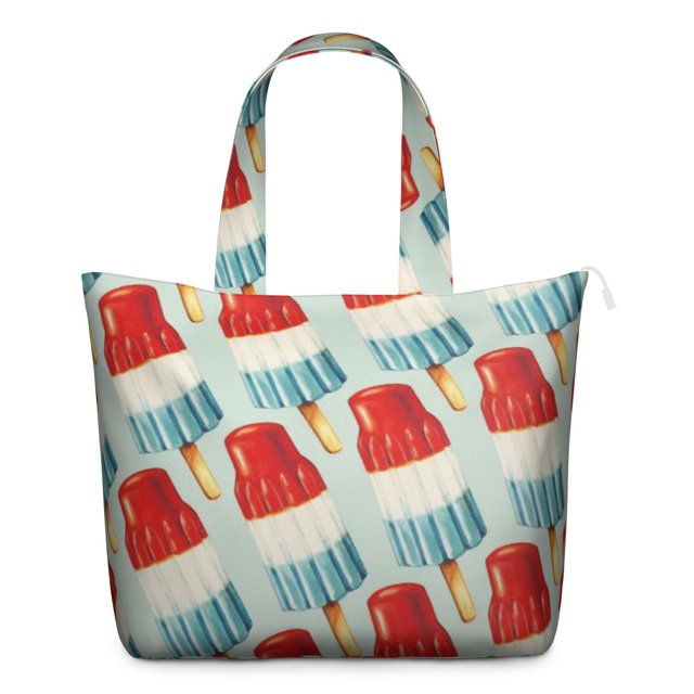 Colorful Ice Cream Dessert Print Travel Tote Bag Multipurpose Weekender Bag with Large Capacity Adjustable Strap, Ideal for Summer Outings Business Travel
