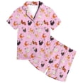 thumbnail image 1 of MIASHUI Pyjama 2 Pcs pour Filles Motif Animal Poulet à Boutons Pyjama pour Garçons, Rose, 6-7 Ans, 1 of 4