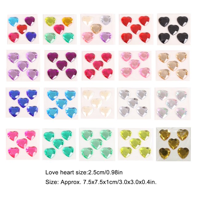 Heart Rhinestone Stickers Acrylic Crystal Gems Multipurpose Decorative Handheld Clothes Scrapbooking DIY Crafts Necklace Grass Green