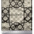 thumbnail image 3 of Soimoi Crepe Silk Fabric Check & Quatrefoil Patchwork Printed Fabric 1 Yard 42 Inch Wide, 3 of 3
