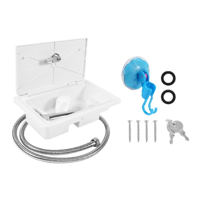 jinwen Trousse de Boîte de Douche Extérieure pour VR Robinet de Douche Extérieur pour Roulottes de Voyage Blanc