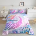 thumbnail image 2 of Erosebridal Mermaid Bedding Twin Comforter Set,Castle Seashell Down Comforter,Princess Room Decorative,Reversible,2-Piece, 2 of 8