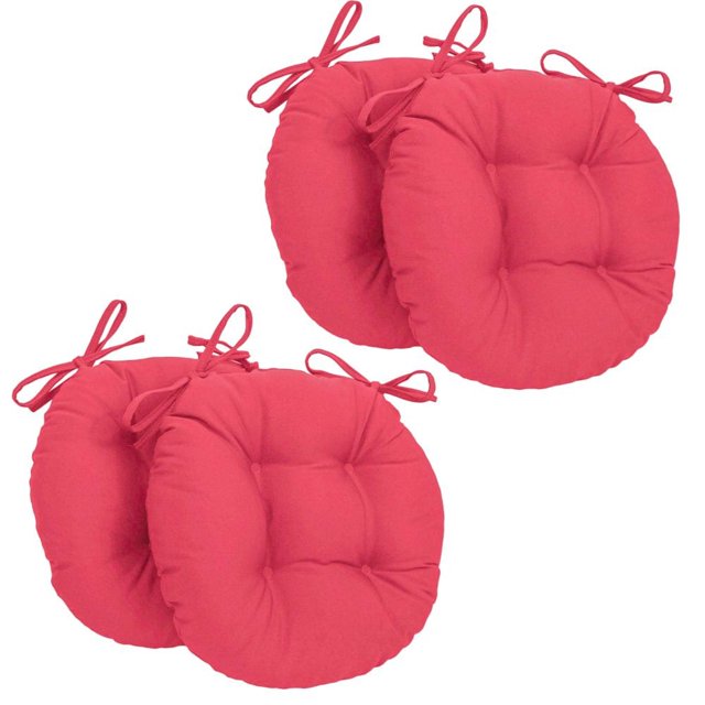 Coussins de Chaise Ronds Capitonnés en Sergé Uni de 16 Po (Ensemble de 4)