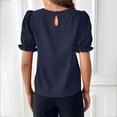 thumbnail image 4 of Besolor Summer Tunic Tops for Women Crew Neck Ruffle Short Sleevr Shirts Casual Solid Color Ladies Going out Tees, 4 of 4