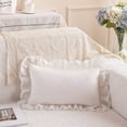 thumbnail image 4 of XYAIYT Soft Decorative Throw Pillow Cover Ruffled Design Elegant Home Decor for Living Room Bedroom Office Sofa Cushion Easy to Insert Hidden Zipper Machine Washable Touch(White,Tpye1), 4 of 6