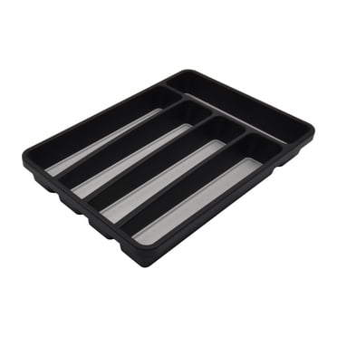 Plateau à couverts antidérapant à 5 compartiments en plastique noir Mainstays, 12,8" x 9,06", organisateur de cuisine, 1 Pièce