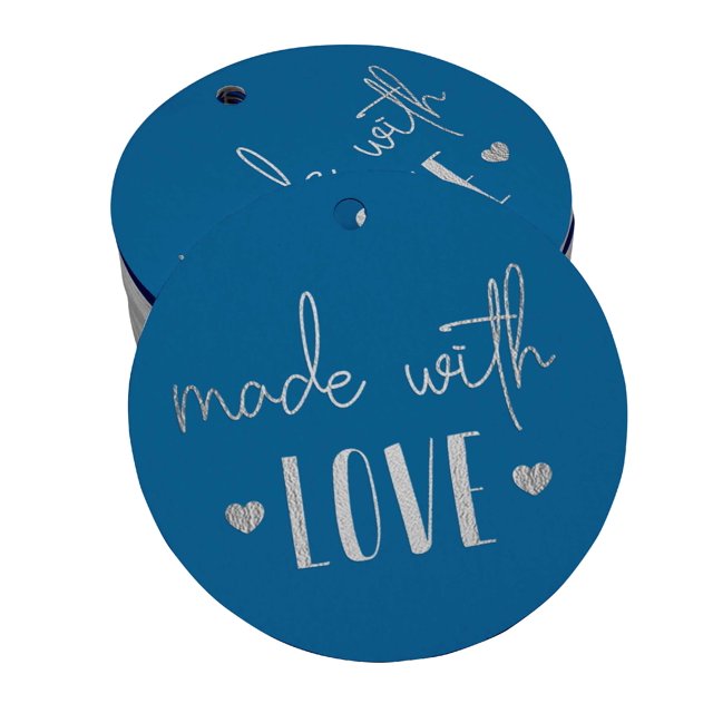 Inkdotpot Pack Of 100 Real Silver Foil Paper Tags Made With Love Text Favor Hang Tags
