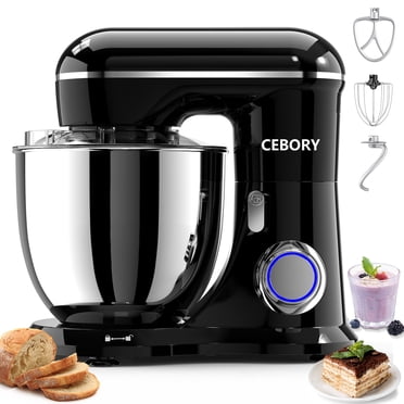 CEBORY Batteur sur Socle 3-en-1, Mélangeur Alimentaire à Tête Inclinable 6,5 QT à 10 Vitesses, Mélangeur Électrique de Cuisine avec Crochet Pétrisseur, Batteur, Fouet, Bol pour la Plupart des Cuisiniers à Domicile