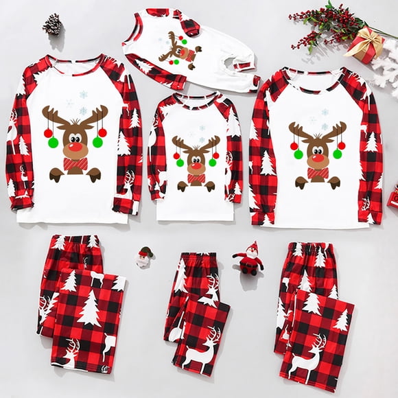 Black Friday Deals 2022! Pisexur Christmas Pajamas for Family, Classic Plaid Xmas Deer Sleepwear for Matching Family Christmas Pajamas Sets, Suit New Year's Pajama Party
