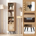 thumbnail image 4 of Gymax 6-Tier Tall Narrow Bookcase w/ Adjustable Shelf & Boho Style Rattan Door, 4 of 10
