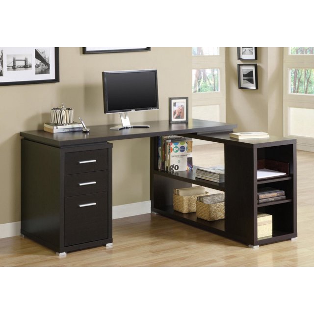 Monarch Specialties Computer Desk, Home Office, Corner, Left, Right Set-up, Storage Drawers, L Shape, Work, Laptop, Laminate, Brown, Contemporary, Modern