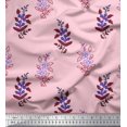 thumbnail image 1 of Soimoi Polyester Crepe Fabric Leaves & Floral Block Printed Fabric 1 Yard 52 Inch Wide, 1 of 3