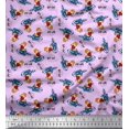 thumbnail image 1 of Soimoi Modal Satin Fabric Text,Rugby Ball & Bird Cartoon Printed Craft Fabric by The Yard 42 Inch Wide, 1 of 3