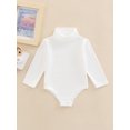 thumbnail image 2 of FOCUSNORM Infant Baby Spring Romper Solid Color Long Sleeve Turtleneck High Stretch Jumpsuit for Boys Girls, 2 of 9