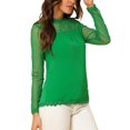 thumbnail image 4 of INSPIRE CHIC Blouses Décontractées pour Femmes à Col Rond en Dentelle Florale à Manches Longues en Chiffon, 4 of 5