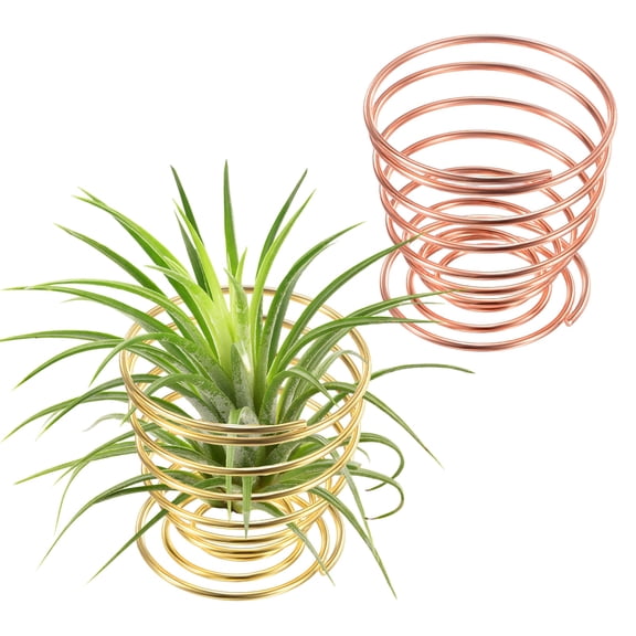 Uxcell Lot de 2 Supports à Ressort pour Plantes, Support/étagère en Métal 1014 pour Petites Plantes d'Intérieur et d'Extérieur [Or Rose, Ton Or, 2,1 Po H]