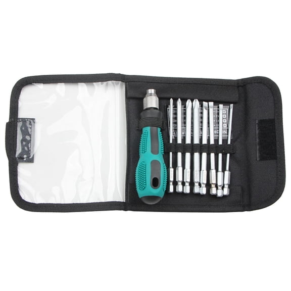 Magnetic Multi-Type Screwdriver Hand Tool Kit, Slotted Cross Hex Star Drill Bits, Self-Locking Metric Repair Set, 9 Pack, Multi-Head Kit for Woodworking, Electronics Household,White