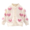 thumbnail image 2 of RXIRUCGD 1-8 Ans Mode Fille Patchwork en Forme de Cœur Ample à Boutons Col Rond à Manches Longues à Capuche Veste Décontractée/veste ( Beige, Taille : 120 ), 2 of 9