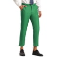 thumbnail image 4 of INSPIRE CHIC Men's Formal Cropped Pants Solid Color Flat Front Dress Trousers 38 Green, 4 of 6