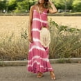 thumbnail image 1 of Cadeaux pour la Fête des Mères, Kcavykas Robe Maxi Bohème, Robe Maxi Décontractée Sans Manches pour Femmes à Dégradé Teinture sur Nœuds Rayé, Col en V, Coupe Ample (P-5TG), 1 of 3