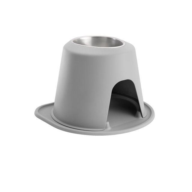 WeatherTech Système d'Alimentation pour Animaux de Compagnie Simple Hauteur 10 Pouces - Acier Inoxydable - Gris Clair