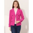thumbnail image 3 of INSPIRE CHIC Caban à Revers Cranté à Double Boutonnage pour Femme Rose Vif P, 3 of 6