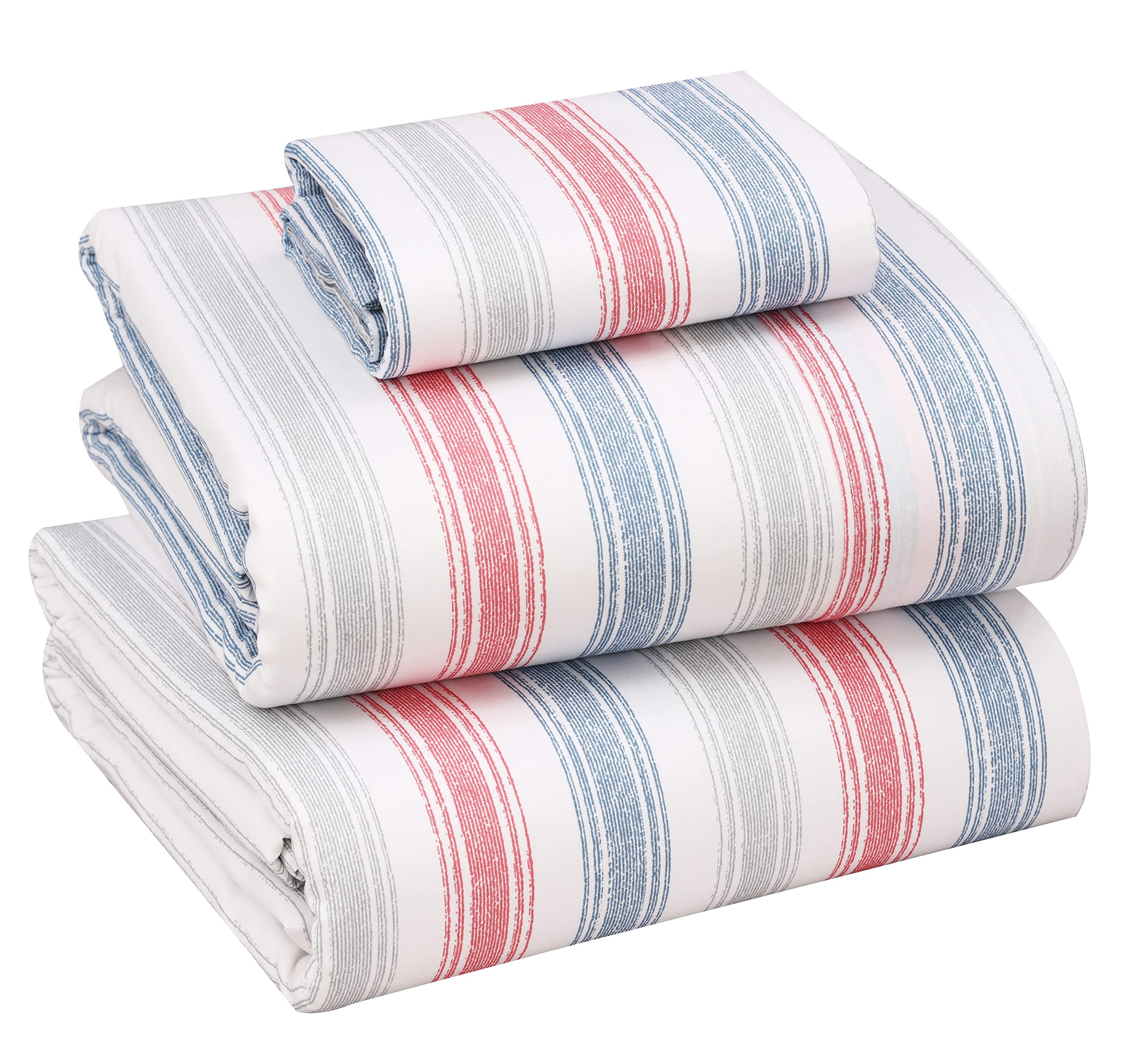 RUVANTI 100% Cotton Twin XL Sheets, Percale Weave Twin XL Set, Times