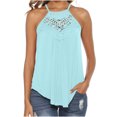 thumbnail image 2 of Timegard Tank Tops for Women Lace Ruched Loose Comfy Sleeveless Tops Irregularly Summer Beach Vacation, 2 of 7
