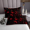 thumbnail image 3 of YST Geometric Neon Square Quilt Set, Stereoscopic Geometry Bedspread Set King Size Red Black Neon Lights Coverlet Set Modern Abstract Grid Bedding Set For Kids Teens Adult Women Bedroom, 3 of 3