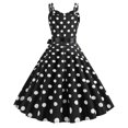 thumbnail image 3 of EGNMCR Robes d'Été Femmes Tendance Mode pour Femmes Imprimé Vintage Col Rond Robe Sans Manches, 3 of 3