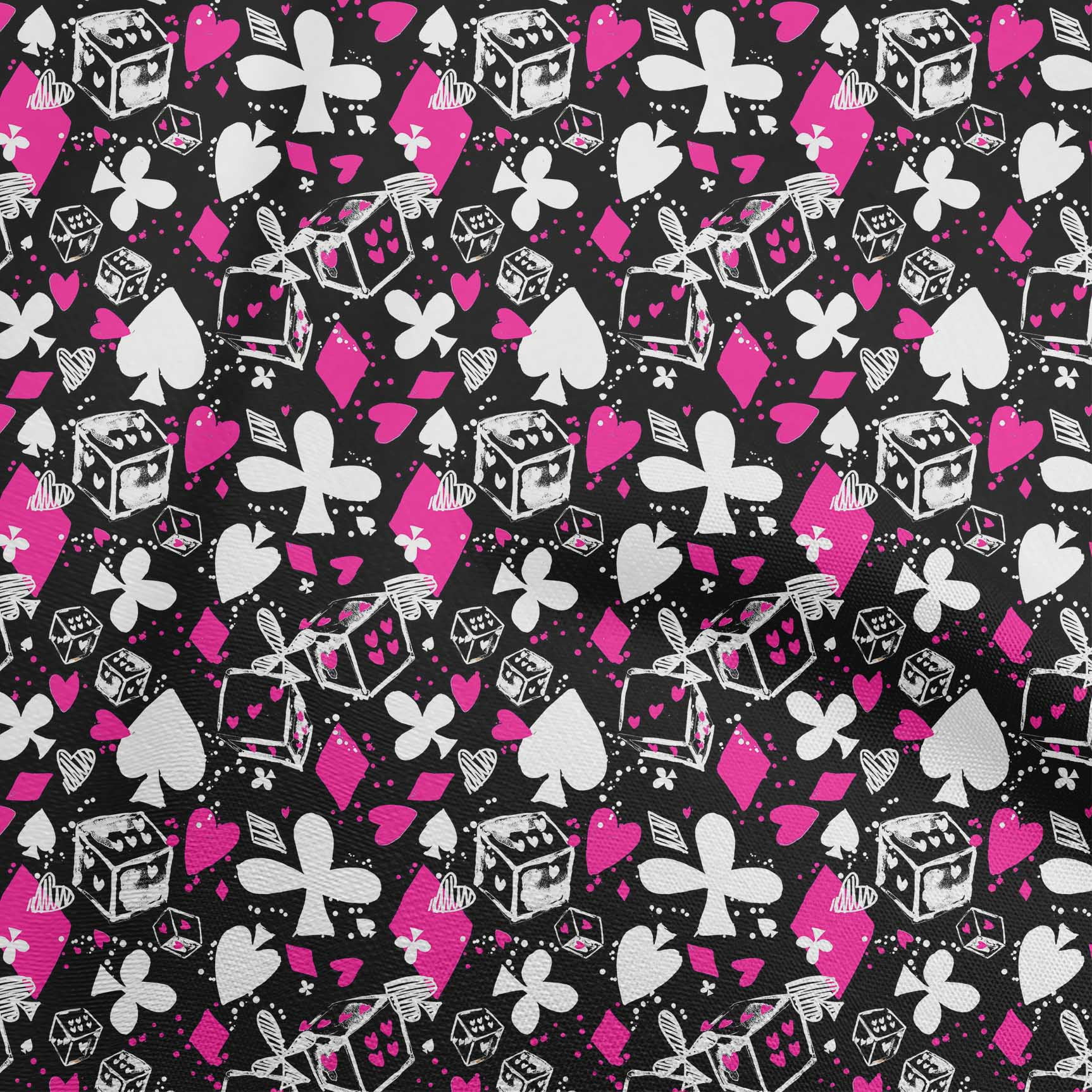 oneOone Polyester Spandex Fuschia Pink Fabric Poker Card Sewing Craft Projects Fabric Prints By Yard 56 Inch Wide