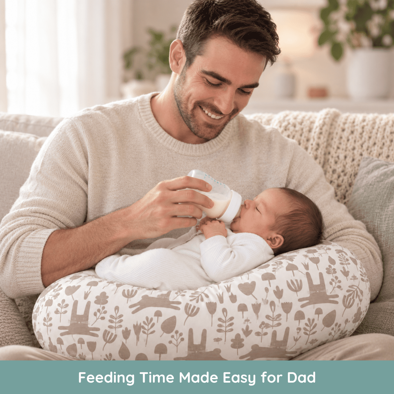 Coussin d’allaitement Jolly Jumper Baby Sitter - Bunny | Entreprise fièrement canadienne | 100 % coton, hypoallergénique pour l’allaitement | Fabriqué au Canada avec des pièces canadiennes et importée