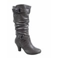 thumbnail image 1 of Maggie-39 Bottes Décontractées Mi-Mollet à Bout Rond à Talons Hauts à Fermeture Éclair pour Femmes, 1 of 2