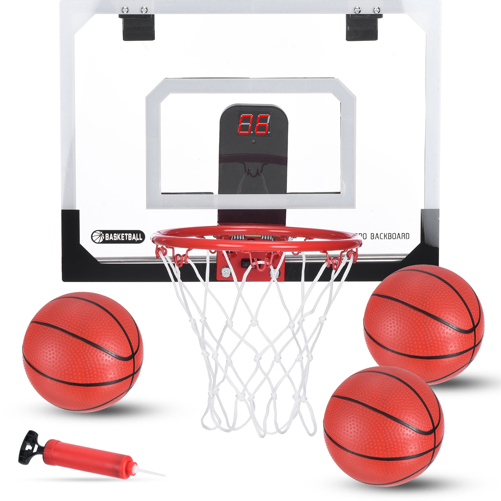 Panneau de Basket-ball pour Enfant Mural ou sur Porte avec Ballon Gonfleur en PC Dia. Panier 25,5 cm, 46x30,5cm