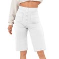 thumbnail image 1 of Timegard Shorts for Women High Waist Button Straight Leg Solid Color Comfy Casual Workout Half Pants, 1 of 5