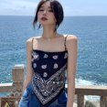 thumbnail image 5 of Women‘s Retro Print Irregular Tank Tops Summer Bow Backless Slim Camisole Vest, 5 of 5
