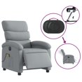 thumbnail image 3 of vidaXL Electric Massage Recliner Chair Light Grey Fabric, 3 of 5