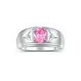 thumbnail image 1 of RYLOS Men's Rings Sterling Silver Classic 8X6MM Oval Gemstone &  Diamond Ring Pink Ice October Birthstone Rings For Man Silver Rings Size 12, 1 of 7