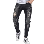 Ketyyh-chn99 Hommes Jeans 2024 Chaussure Relaxée Jean coupe Loose Pantalons Short Pantalon solide Relac Plus Taille Pantalon Long Noir,34